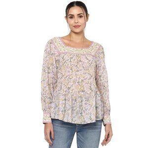 American Eagle Outfitters Floral Blouse Size M Bohemian Pink Relaxed Summer Boho